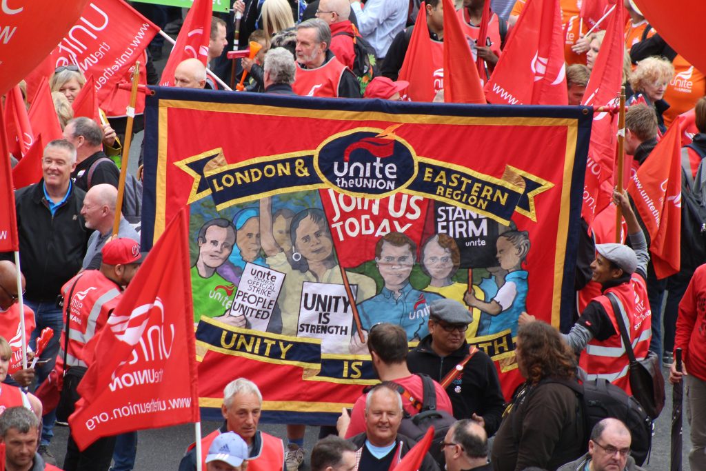 Unite banner on TUC demo