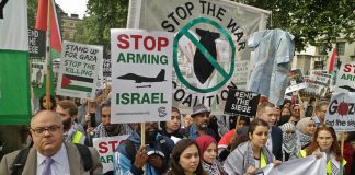 Pro-Palestine protesters in London.