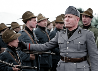 Mussolini inspecting troops, 1945 Keywords: fascism Trump US USA far right far-right antifa