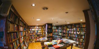 Bookshop interior. Keywords: bookshops trade union organising activism living wage