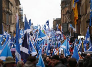 A pro-independence rally in Glasgow, January 2020.
