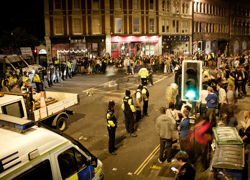 Bristol police officers moving to suppress an occupation in 2011.