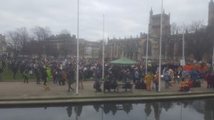 photo shows a crowd of protestors at the Kill the Bill protest in Bristol