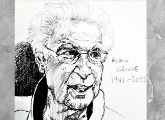 Illustration of Alain Krivine (1941-2022) by Manus McGrogan