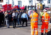 Protesters in Dover against the mass sacking of P&O ferry workers