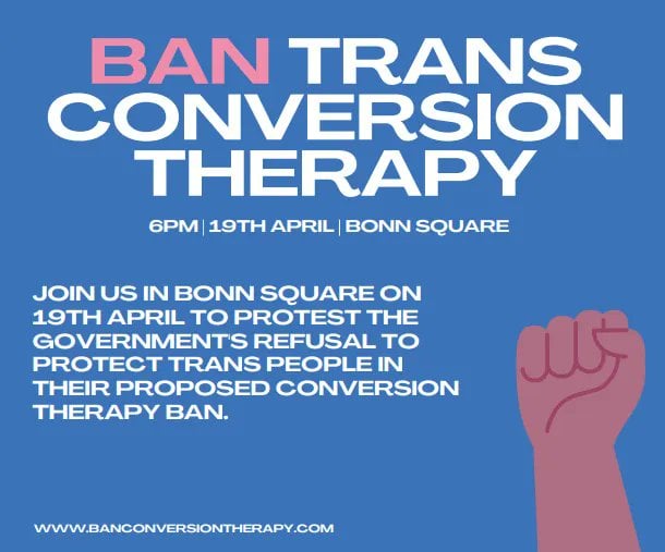 Запрет трансконверсионной терапии, 19 апреля, 18:00, Бонн-сквер, Оксфорд.