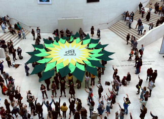 A photo of the occupation of the British Museum by BP or not BP