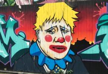 Street art - Johnson in clown make up