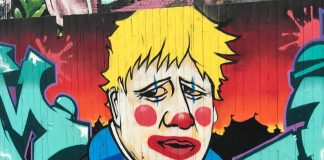 Street art - Johnson in clown make up