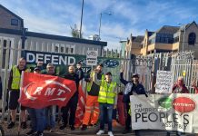 Rail workers picket line in Cambridge