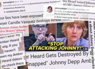 A collage of abusive and derisive headlines from coverage of the Depp v Heard defamation trial