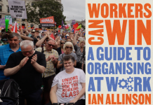 Rally at end of TUC march, plus book cover