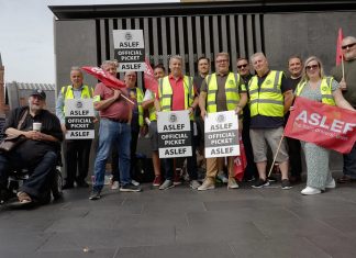 ASLEF train drivers’ union picket of London Kings Cross station 30th July 2022