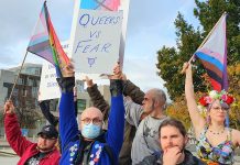 LGBT+ activists block out transphobic bigots